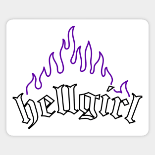 Hellgirl Aesthetic Goth Grl Grunge Design (Purple Flames & Black Text) Magnet